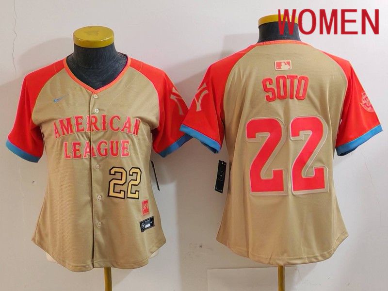 Women New York Yankees #22 Soto Orange All star 2024 Nike MLB Jersey style 2